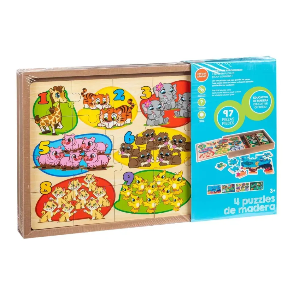 4 Puzzles De Madera En 1 | Juguetes De Madera^Infant Planet Best