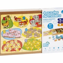 4 Puzzles De Madera En 1 | Juguetes De Madera^Infant Planet Best