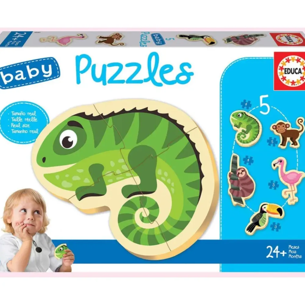 Baby Puzzles Animales Tropicales Set De 5 Puzzles Progresivos^Educa Borras New