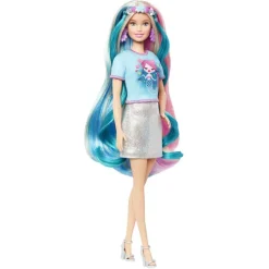 Pelo Fantasia Muneca Para Peinar Con Accesorios De Moda Y Diademas Con Mechas De Unicornio Y^Barbie