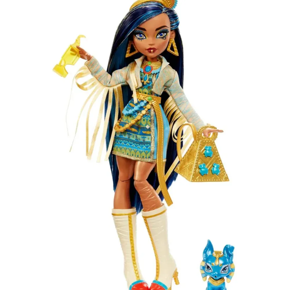 Cleo De Nile Muneca Articulada Con Mascota Y Accesorios De Moda^Monster High