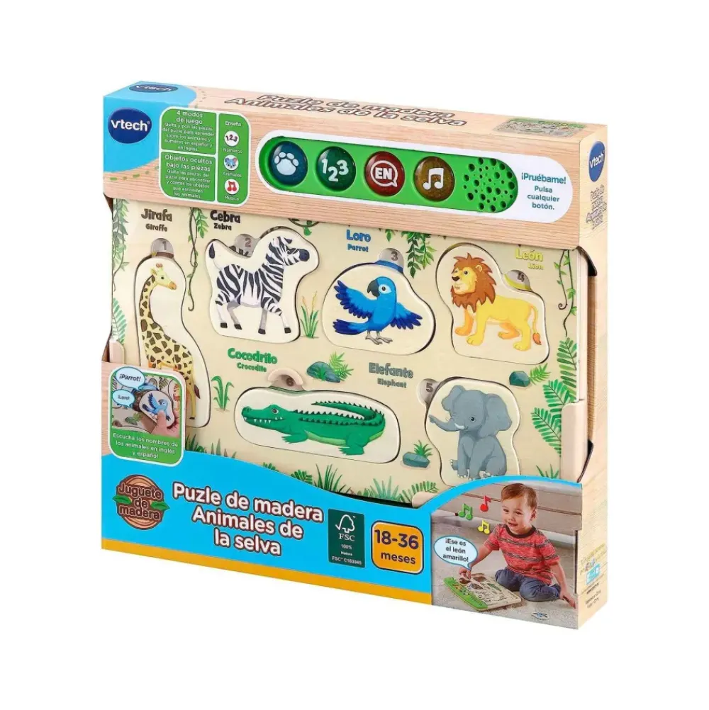 Puzzle De Madera, Animales De La Selva^VTech Best