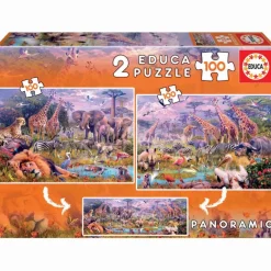 Puzzle 2X100 Animales Salvajes^Educa Borras Outlet