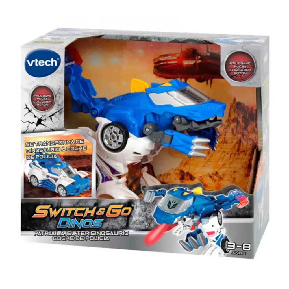 Switch & Go Dino Patrulla Tericinosaurio Coche De Policia^VTech Hot